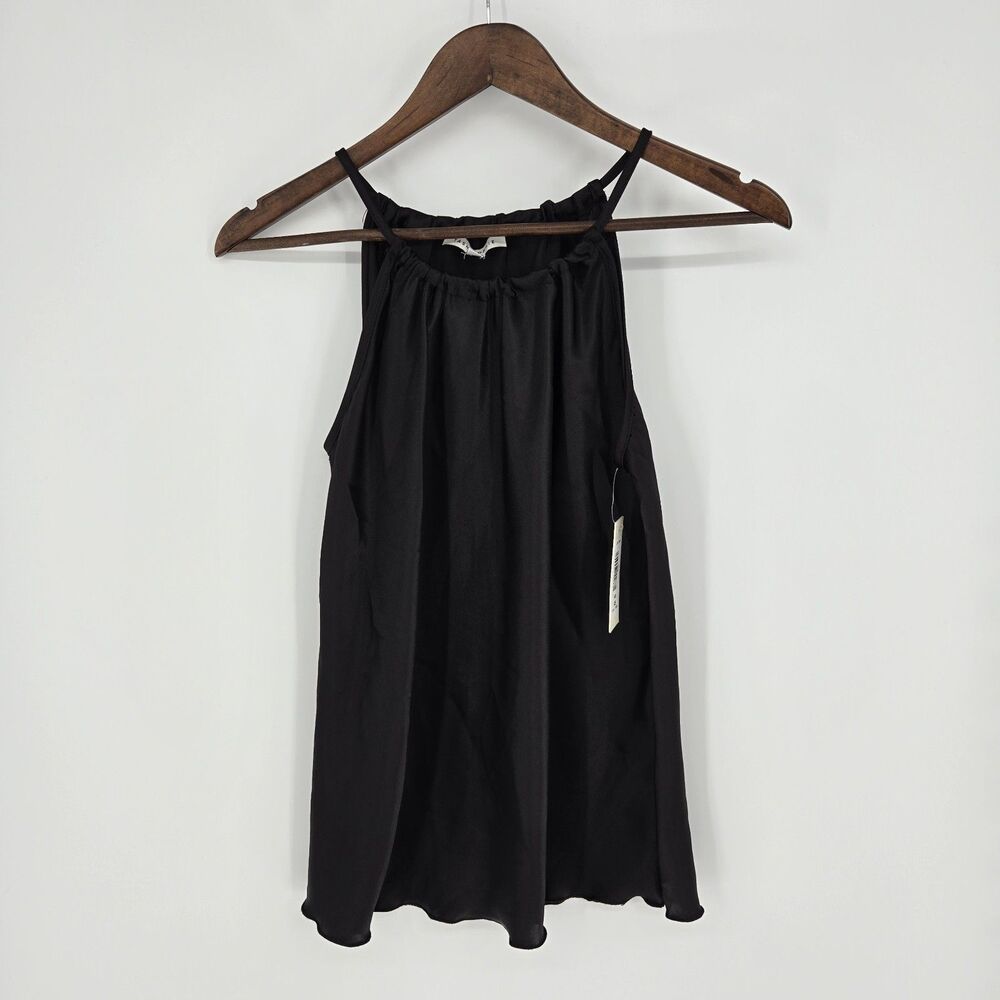 NWT Tash & Sophie Black Satin High Neck Blouse XS
